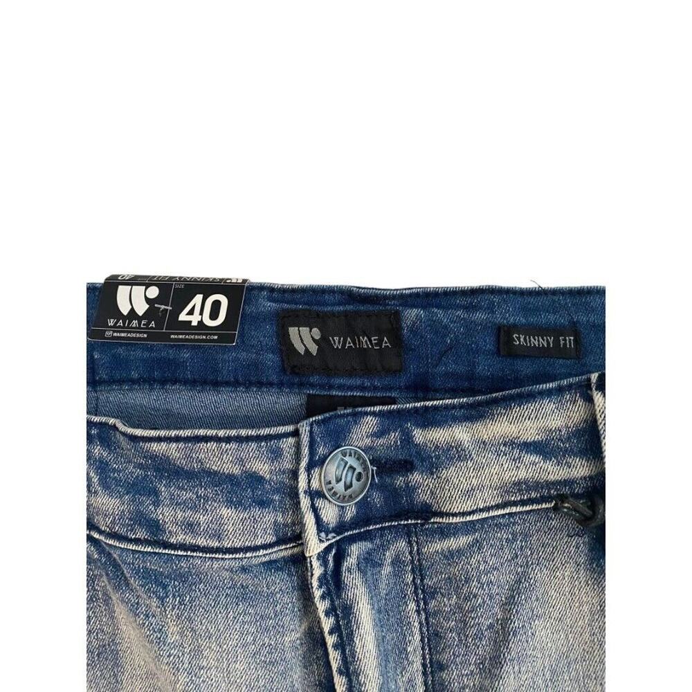 40 Waimea Casual Denim Jeans Distressed Skinny Fit Medium Wash Men's NWT - Picture 6 of 10